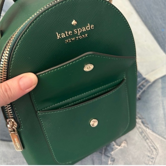 Kate Spade Schuyler mini backpack in the color Deep Jade green. - Picture 3 of 9
